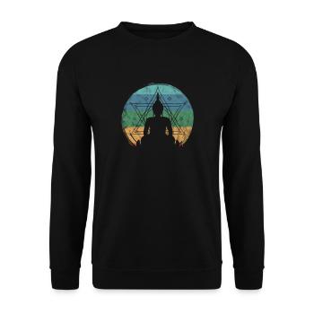 Vintager Meditations-Buddhismus-buddhistischer Zen-Frieden - Unisex Pullover - Schwarz - Vorne - Alina (178cm) & Michal (187cm)