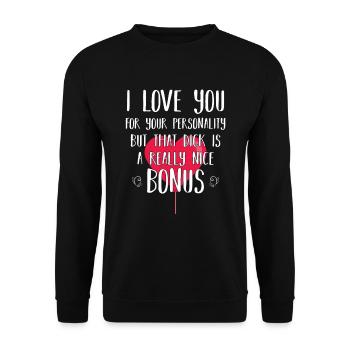 Je t’aime pour ta personnalité drôle d’anniversaire - Sweat-shirt Unisexe - noir - Devant - Alina (178cm) & Michal (187cm)