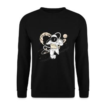 Outer Space Astronaut Planets Aircrafts Galaxy - Unisex Sweatshirt - black - Front - Alina (178cm) & Michal (187cm)