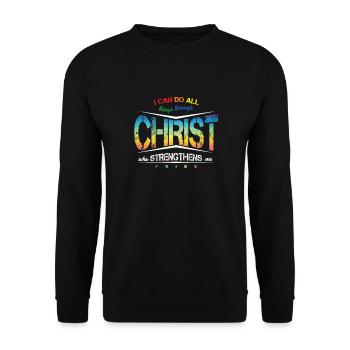 Stolz LGBT Ich kann alles durch Christus tun - Unisex Pullover - Schwarz - Vorne - Alina (178cm) & Michal (187cm)
