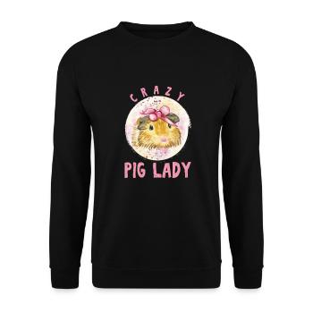 Crazy Pig Lady Cavy Cochon d'Inde Domestique Maigre - Sweat-shirt Unisexe - noir - Devant - Alina (178cm) & Michal (187cm)