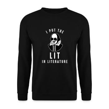 I Put The Lit In Literature Reading Books Library - Unisex Sweatshirt - black - Front - Alina (178cm) & Michal (187cm)