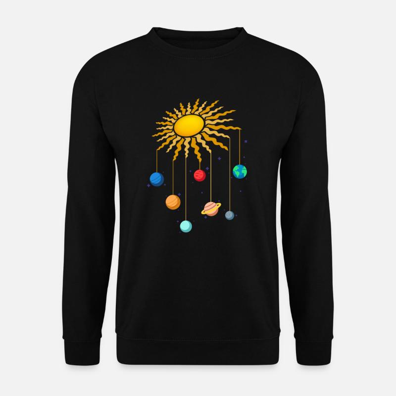 Nette hängende Planeten auf Sun Stars Weltraum - Unisex Pullover - Schwarz