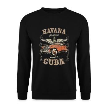 Havanna Cuba Classic Car Racing Straßenrennen Heiß - Unisex Pullover - Schwarz - Vorne - Alina (178cm) & Michal (187cm)