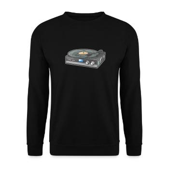 Vintage Vinyl Plattenspieler - Unisex Pullover - Schwarz - Vorne - Alina (178cm) & Michal (187cm)