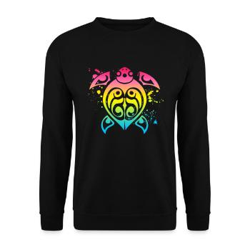 Turtle Colorful Hawaii Honolulu Tiki Summer Beach - Unisex Sweatshirt - black - Front - Alina (178cm) & Michal (187cm)