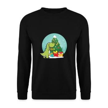 Dino Christmas Tree Dinosaur Animal Thanksgiving - Unisex Sweatshirt - black - Front - Alina (178cm) & Michal (187cm)