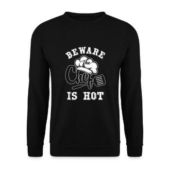 Lustige fantastische Chef-Geschenke passen Chef auf, ist heiß - Unisex Pullover - Schwarz - Vorne - Alina (178cm) & Michal (187cm)