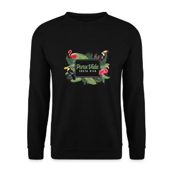 Pura Vida Animals Flamingo Wildlife Beaches Costa - Unisex Pullover - Schwarz - Vorne - Alina (178cm) & Michal (187cm)
