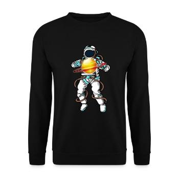 Weltraum Planet Orbit Galaxy Nerd Cool - Unisex Pullover - Schwarz - Vorne - Alina (178cm) & Michal (187cm)