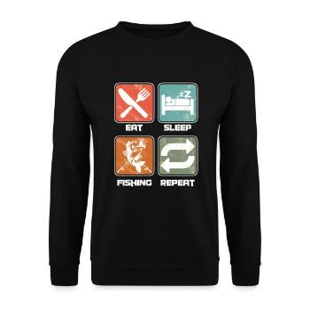 Eat Sleep Fishing Repeat Fishermen Fishers Fish - Unisex Sweatshirt - black - Front - Alina (178cm) & Michal (187cm)