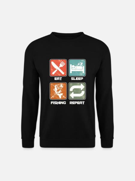 Manger dormir pêcher à répétition Pêcheurs Pêcheurs - Sweat-shirt Unisexe - noir