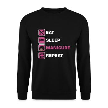 Eat Sleep Manicure Repeat Manicurist NailTech - Unisex Sweatshirt - black - Front - Alina (178cm) & Michal (187cm)