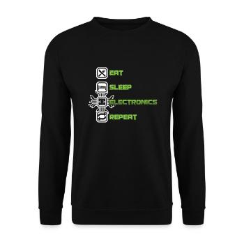 Eat Sleep Electronics Repeat Devices Transistor - Unisex Sweatshirt - black - Front - Alina (178cm) & Michal (187cm)