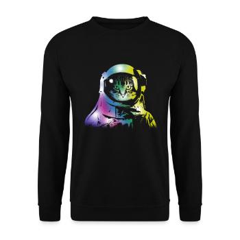 Chat Space Outerspace Galaxy Chats Chatons Propriétaires - Sweat-shirt Unisexe - noir - Devant - Alina (178cm) & Michal (187cm)