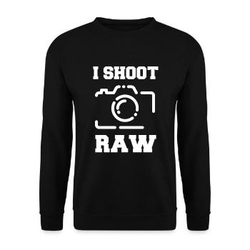 I shoot Raw Photographer Camera Photo - Unisex Sweatshirt - black - Front - Alina (178cm) & Michal (187cm)