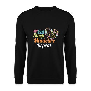 Eat Sleep Manicure Repeat Fingernails Manicurist - Unisex Sweatshirt - black - Front - Alina (178cm) & Michal (187cm)