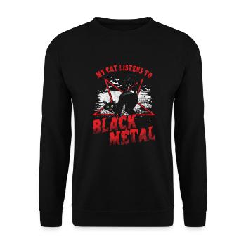 Mon chat écoute de la musique Black Metal Hard Rock - Sweat-shirt Unisexe - noir - Devant - Alina (178cm) & Michal (187cm)