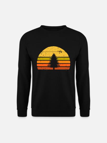 Retro beunruhigter Kiefer-Weihnachtsweihnachtswald - Unisex Pullover - Schwarz