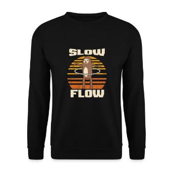 Slow Flow Retro Vintage Hula Hoop Hula Hooping - Unisex Sweatshirt - black - Front - Alina (178cm) & Michal (187cm)