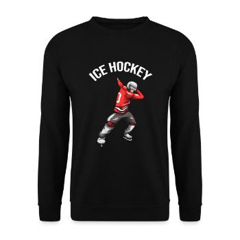 Ice Hockey Feldhockey Hockeyspieler - Unisex Pullover - Schwarz - Vorne - Alina (178cm) & Michal (187cm)