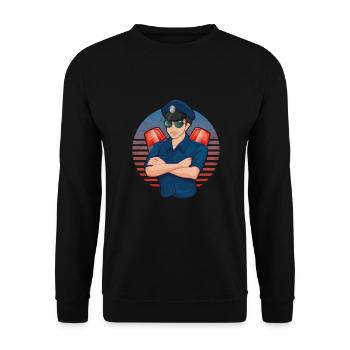 Officier de police Agent de police Law Cop Vintage - Sweat-shirt Unisexe - noir - Devant - Alina (178cm) & Michal (187cm)