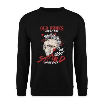 Old Punk Never Die Funny Metalcore Rock Music - Unisex Sweatshirt - black - Front - Alina (178cm) & Michal (187cm)