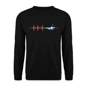 Schwimmen Herzschlag Schwimmer Wassersport Tauchen - Unisex Pullover - Schwarz - Vorne - Alina (178cm) & Michal (187cm)