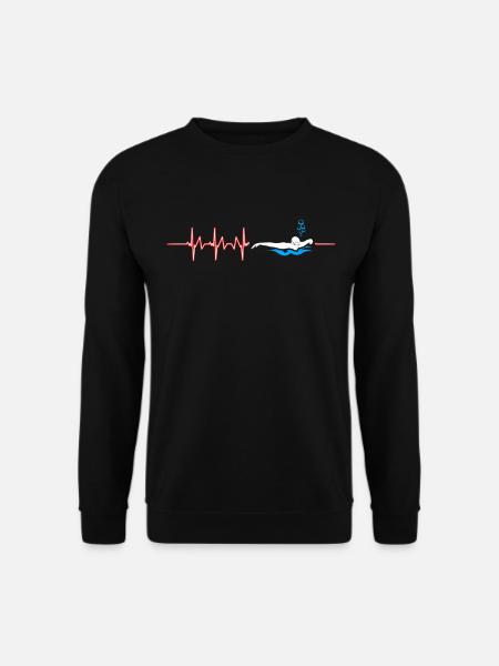 Schwimmen Herzschlag Schwimmer Wassersport Tauchen - Unisex Pullover - Schwarz