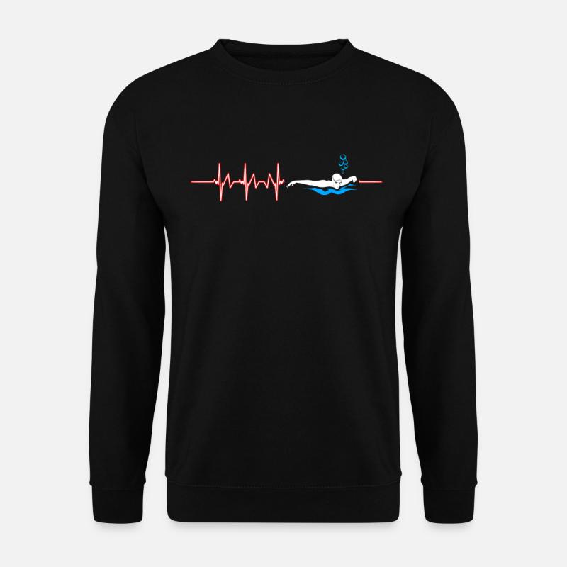Schwimmen Herzschlag Schwimmer Wassersport Tauchen - Unisex Pullover - Schwarz