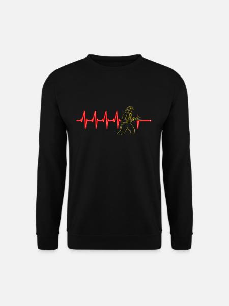 Firefighter Heartbeat Firefighting Fireman - Unisex Sweatshirt - black