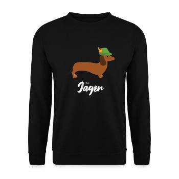 Hund Jäger Jagen - Unisex Pullover - Schwarz - Vorne - Alina (178cm) & Michal (187cm)