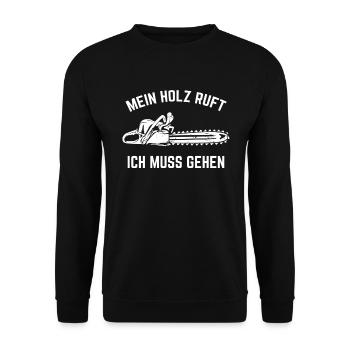 Holz Holzfäller Kettensäge - Unisex Pullover - Schwarz - Vorne - Alina (178cm) & Michal (187cm)