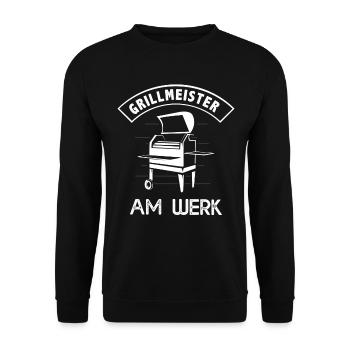 Grillmeister Grillen BBQ Fleisch - Unisex Pullover - Schwarz - Vorne - Alina (178cm) & Michal (187cm)