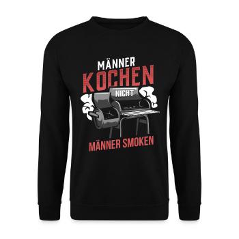 Grillen Grillmeister BBQ - Unisex Pullover - Schwarz - Vorne - Alina (178cm) & Michal (187cm)