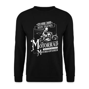 Motorrad Motorradfahrer Motorradfahren - Unisex Pullover - Schwarz - Vorne - Alina (178cm) & Michal (187cm)