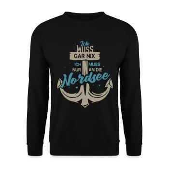 Nordsee Freizeit Urlaub Meer - Unisex Pullover - Schwarz - Vorne - Alina (178cm) & Michal (187cm)