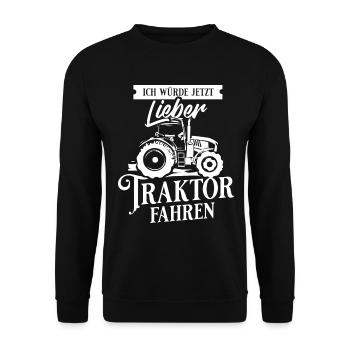 Traktor Bauer Landwirt Bauernhof - Unisex Pullover - Schwarz - Vorne - Alina (178cm) & Michal (187cm)