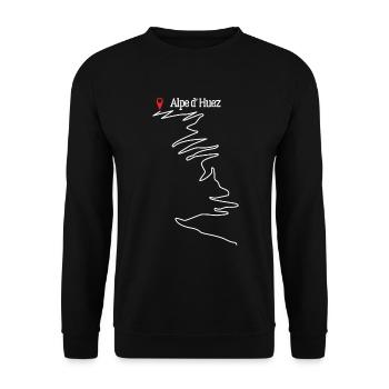 Alpe D 'Huez Ski de fond Skieur Glace Neige - Sweat-shirt Unisexe - noir - Devant - Alina (178cm) & Michal (187cm)