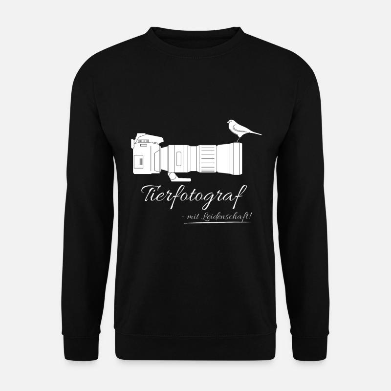 Tierfotograf mit Leidenschaft - Kamera mit Vogel - Unisex Pullover - Schwarz