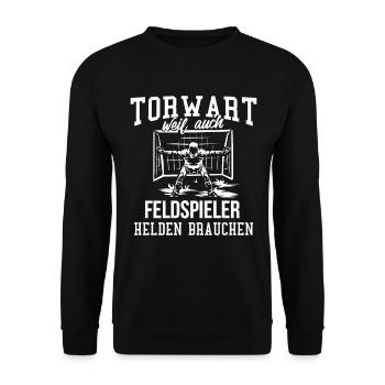 Torwart Fußball Fußballer - Unisex Pullover - Schwarz - Vorne - Alina (178cm) & Michal (187cm)