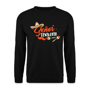 Programmer Senior Developer Programming - Unisex Sweatshirt - black - Front - Alina (178cm) & Michal (187cm)