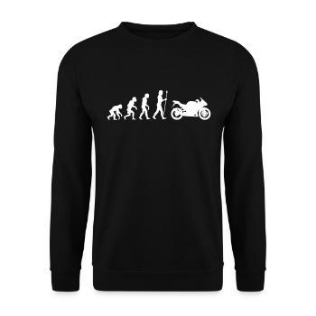 Motorrad Motorradfahrer Evolution Biker - Unisex Pullover - Schwarz - Vorne - Alina (178cm) & Michal (187cm)