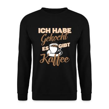 Kaffee Koffein Becher Morgen - Unisex Pullover - Schwarz - Vorne - Alina (178cm) & Michal (187cm)