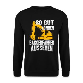 Baggerfahrer Bagger Baggern Baustelle - Unisex Pullover - Schwarz - Vorne - Alina (178cm) & Michal (187cm)