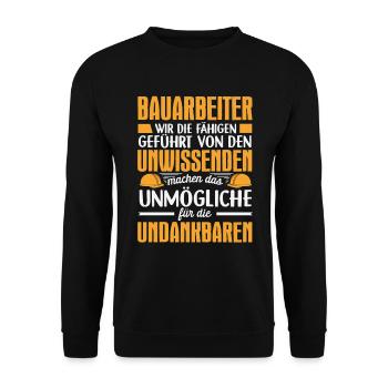 Baustelle Bauarbeiter Baumeister - Unisex Pullover - Schwarz - Vorne - Alina (178cm) & Michal (187cm)