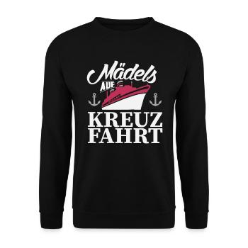 Kreuzfahrt Schiff Spruch - Unisex Pullover - Schwarz - Vorne - Alina (178cm) & Michal (187cm)