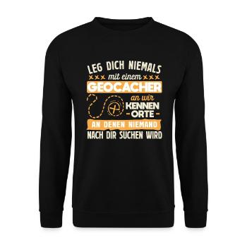 Geocaching Geocacher Proverbe - Sweat-shirt Unisexe - noir - Devant - Alina (178cm) & Michal (187cm)