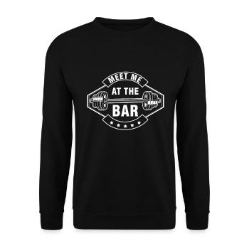 Meet Me At The Bar Weightlifting Weights Barbell - Unisex Sweatshirt - black - Front - Alina (178cm) & Michal (187cm)