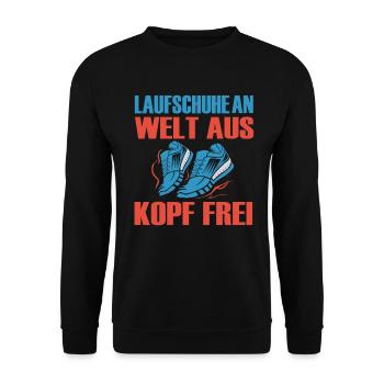 Laufen Spruch Joggen Marathon - Unisex Pullover - Schwarz - Vorne - Alina (178cm) & Michal (187cm)